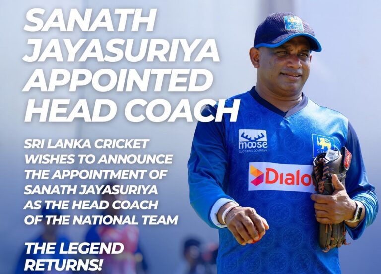 Sri Lanka Cricket Confirms Sanath Jayasuriya As Head Coach Of Senior Men’s Team